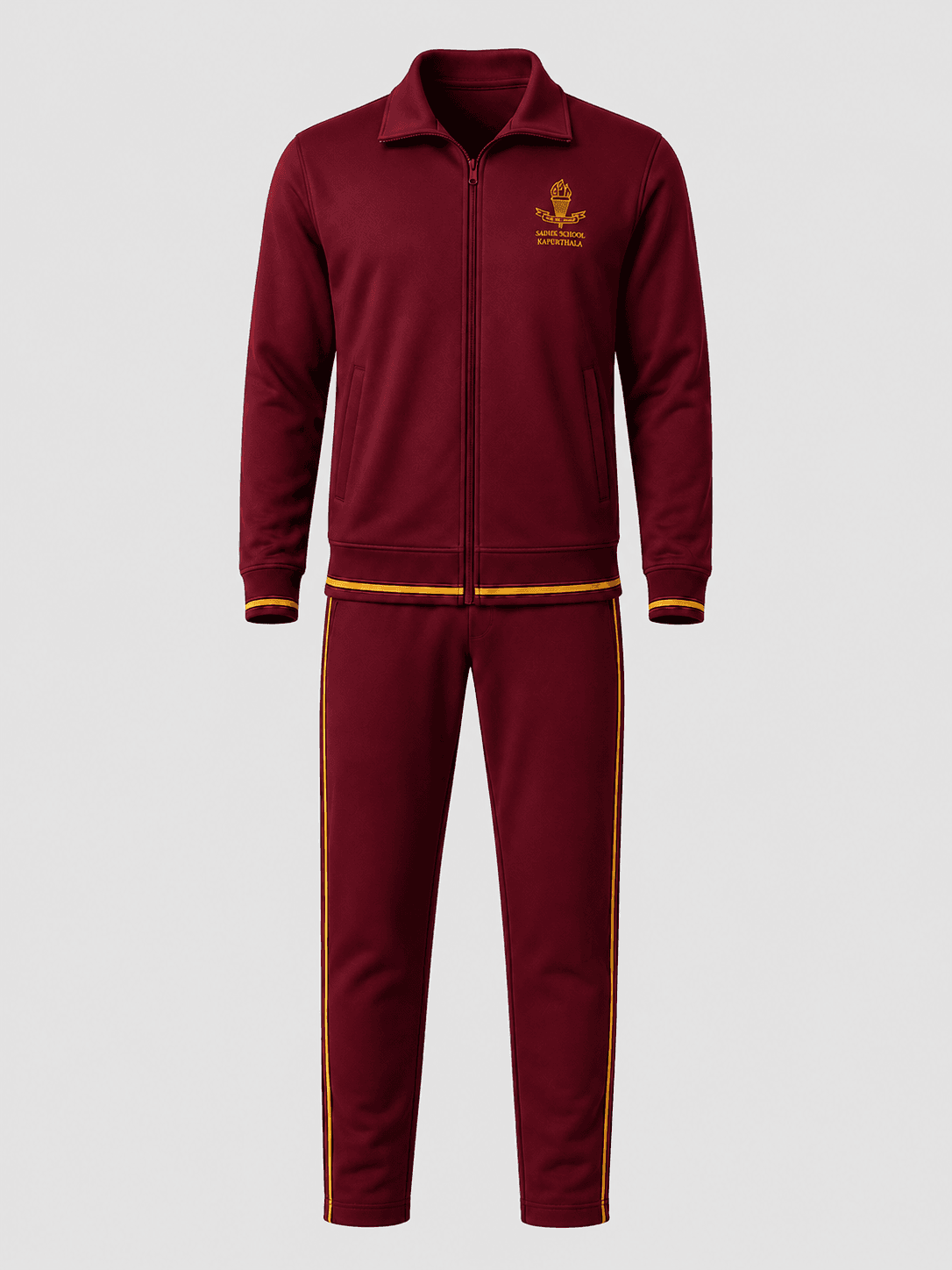 Maroon Tracksuit — Front view